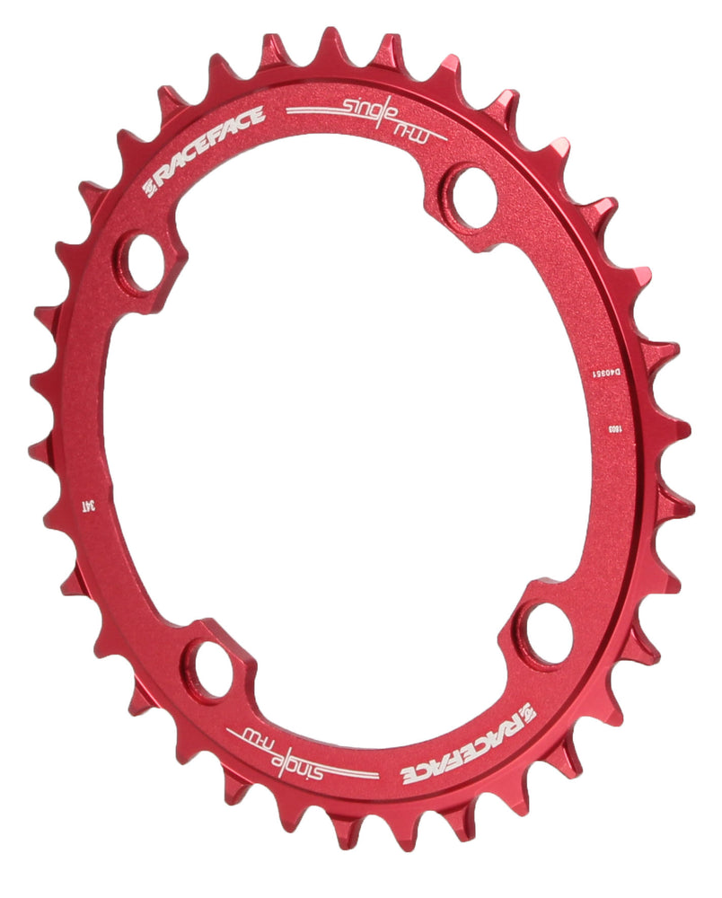 Race Face Narrow Wide Chainring: 104mm BCD 34t Red