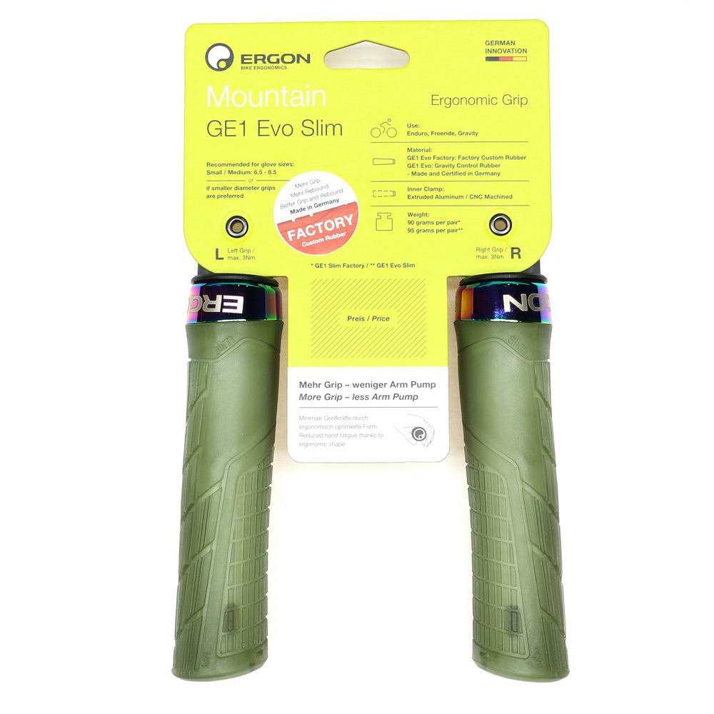 Ergon GE1 Evo Factory Grips, Slim - Frozen Moss Green/Oil Slick