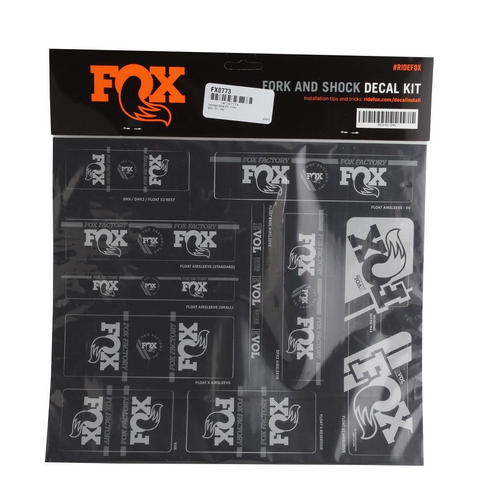 Fox Shox Heritage Decal Kit, Silver 803-01-340