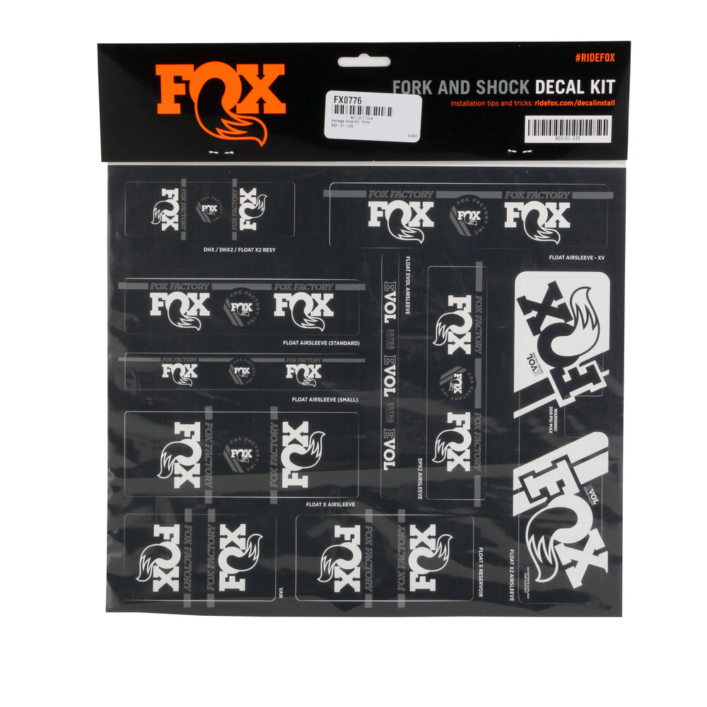 Fox Shox Heritage Decal Kit, White 803-01-335