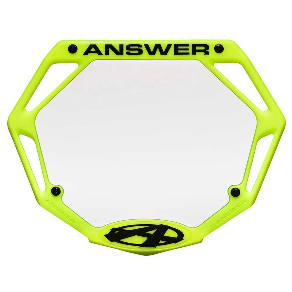 AnswerBMX 3D Number Plate, Mini - Flo Yellow