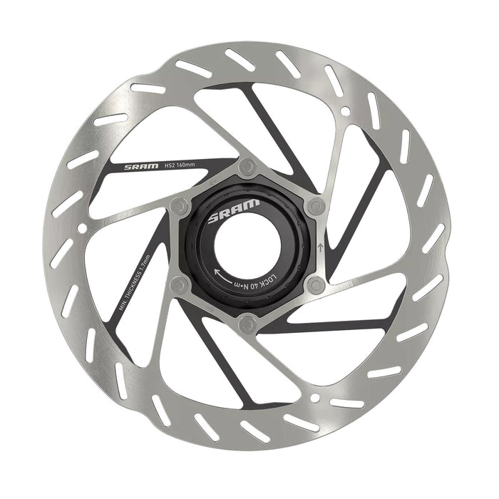 SRAM HS2 Disc Brake Rotor - 160mm, Center Lock, Rounded, Silver/Black