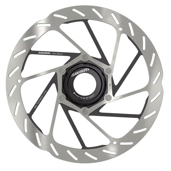 SRAM HS2 Disc Brake Rotor - 180mm, Center Lock, Rounded, Silver/Black