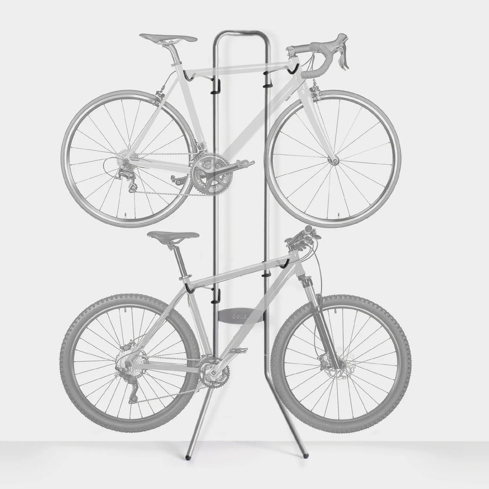 Delta Two Bike Gravity Stand Wall Rack, 2 Bikes - Silver
