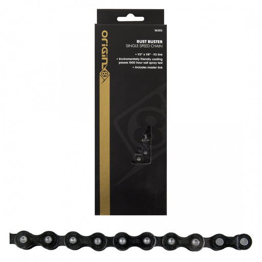 ORIGIN8 Single Speed Rust Buster Chain CHAIN OR8 1/2x1/8 RUST BUSTER 1s BK 116L w/MASTER LINK