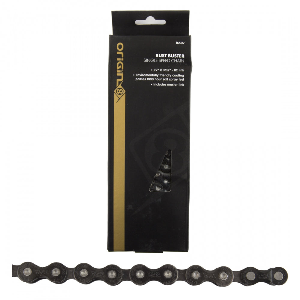 ORIGIN8 Single Speed Rust Buster Chain CHAIN OR8 1/2x3/32 RUST BUSTER 1s BK 112L w/MASTER LINK