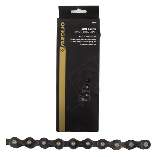 ORIGIN8 Single Speed Rust Buster Chain CHAIN OR8 1/2x3/32 RUST BUSTER 1s BK 112L w/MASTER LINK