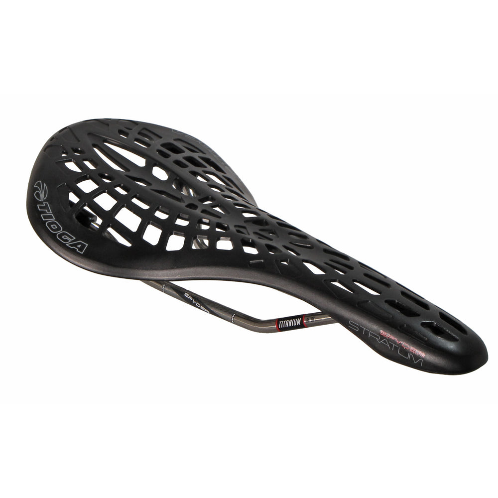 Tioga Spyder Stratum Saddle, Titanium Rail - Black