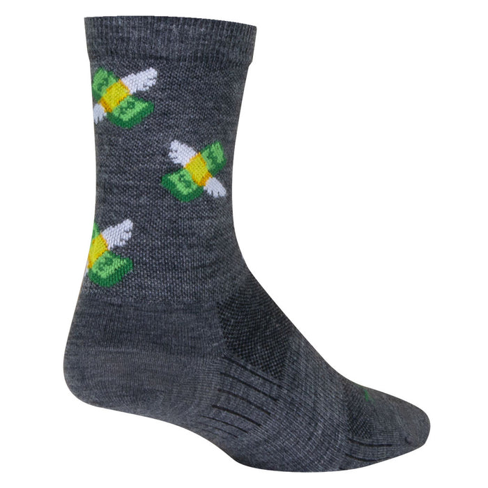 Sockguy Cha Ching Wool Socks, 9-13, Grey