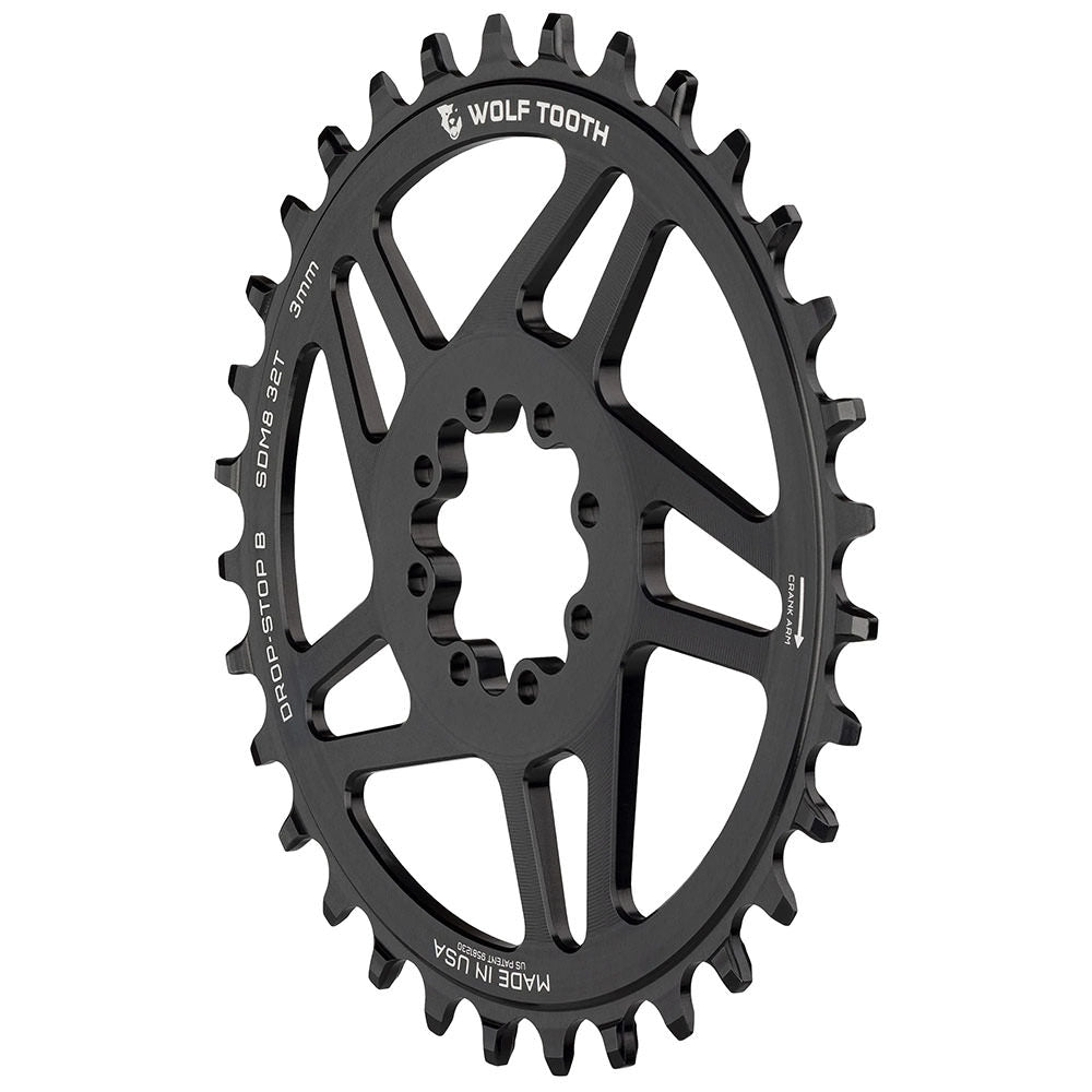 Wolf Tooth Components 8-Bolt Direct Mount Ring (-3mm Offset), 36T - Blk