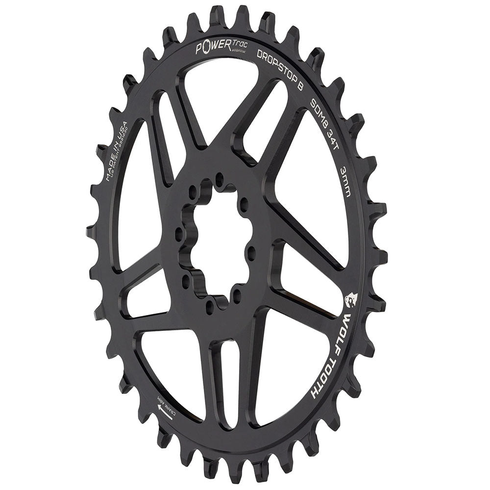Wolf Tooth Components 8-Bolt Oval Direct Mount Ring (-3mm Offset), 34T - Blk