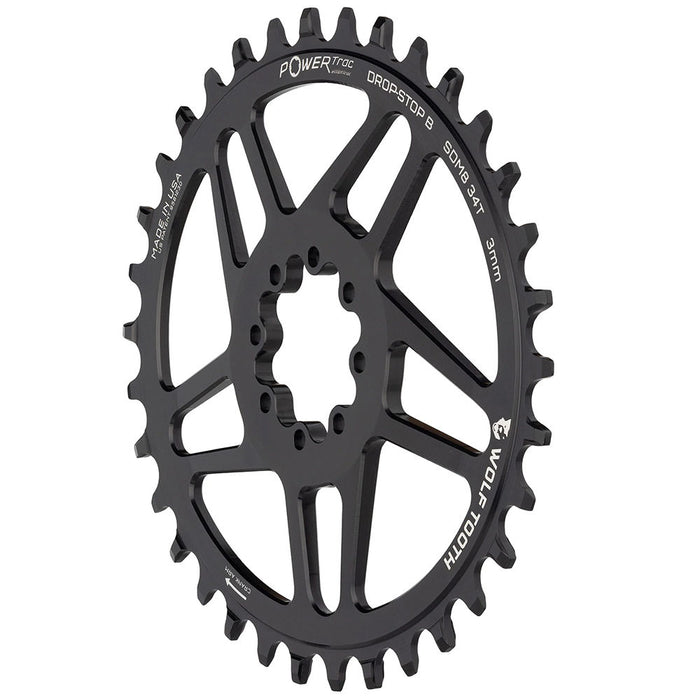 Wolf Tooth Components 8-Bolt Oval Direct Mount Ring (-3mm Offset), 34T - Blk