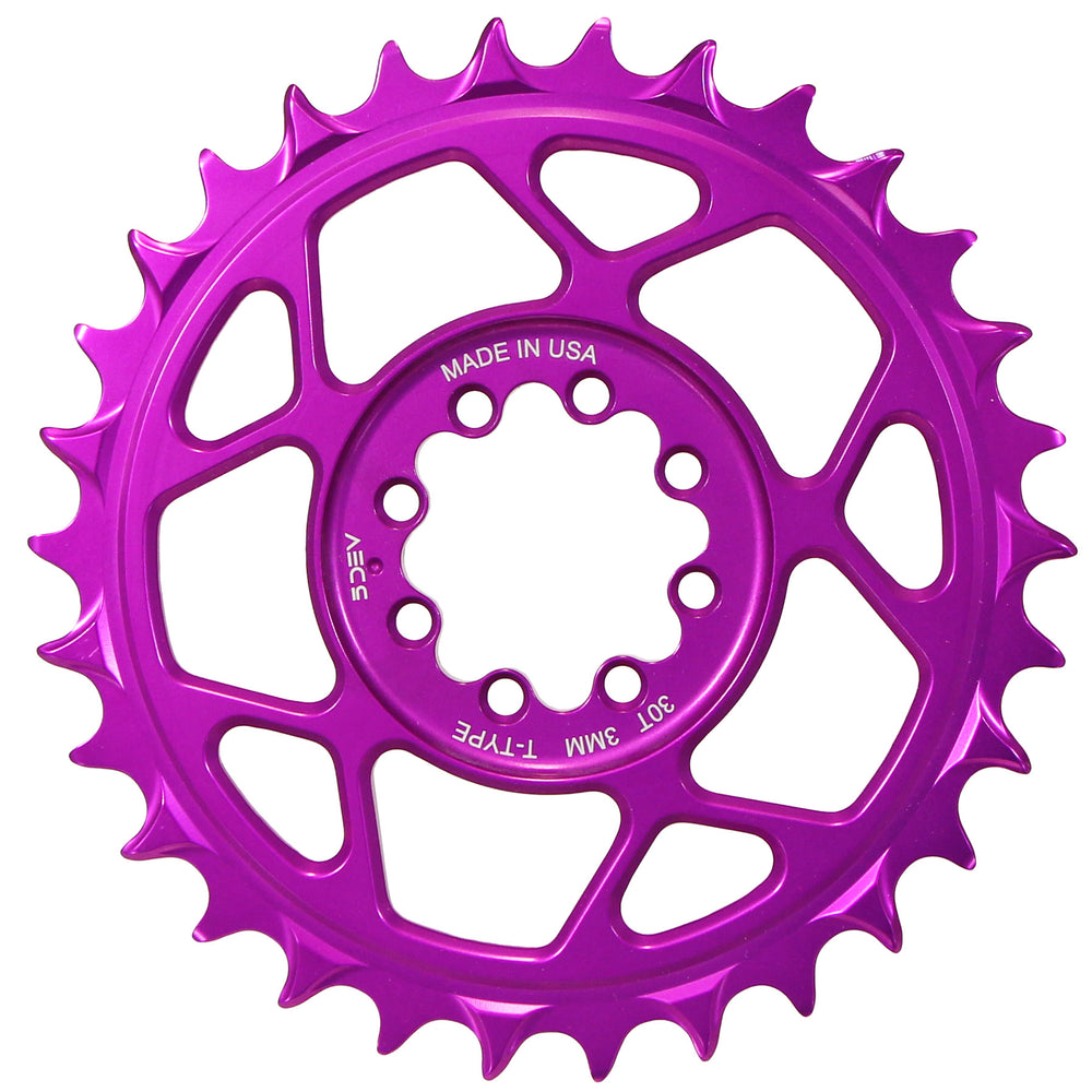5Dev T-Type 8-Bolt Chainring, 3mm Offset, 32T - Purple