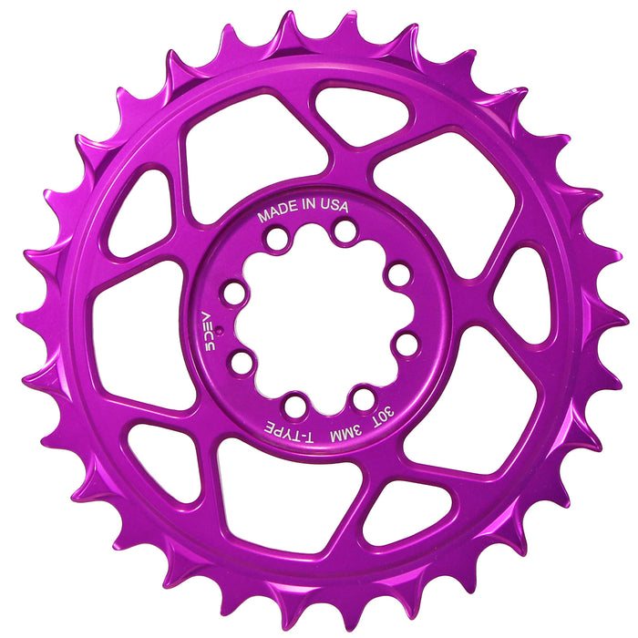 5Dev T-Type 8-Bolt Chainring, 3mm Offset, 32T - Purple