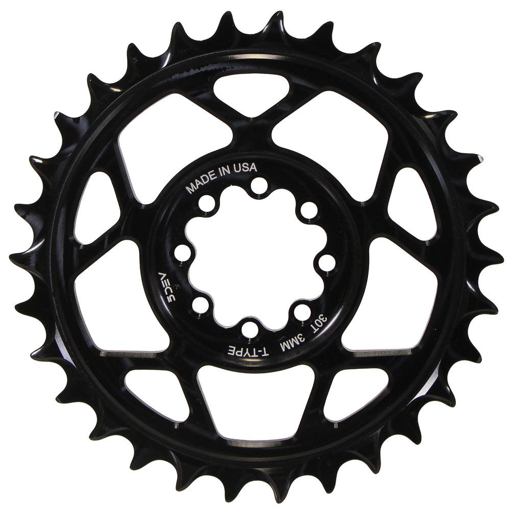 5Dev T-Type 8-Bolt Chainring, 3mm Offset, 34T - Black