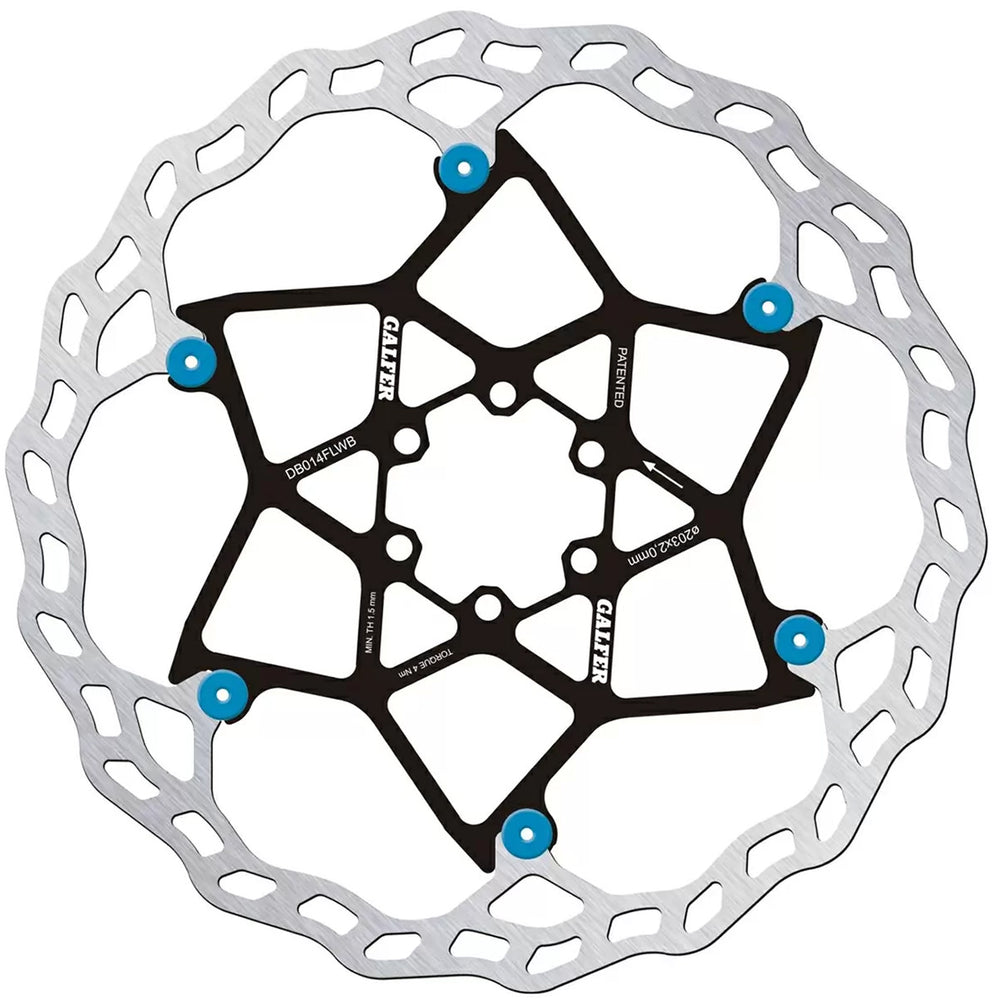 Galfer 203mm Rotor, 6-Bolt, 2.0mm, Floating Wave, Blue