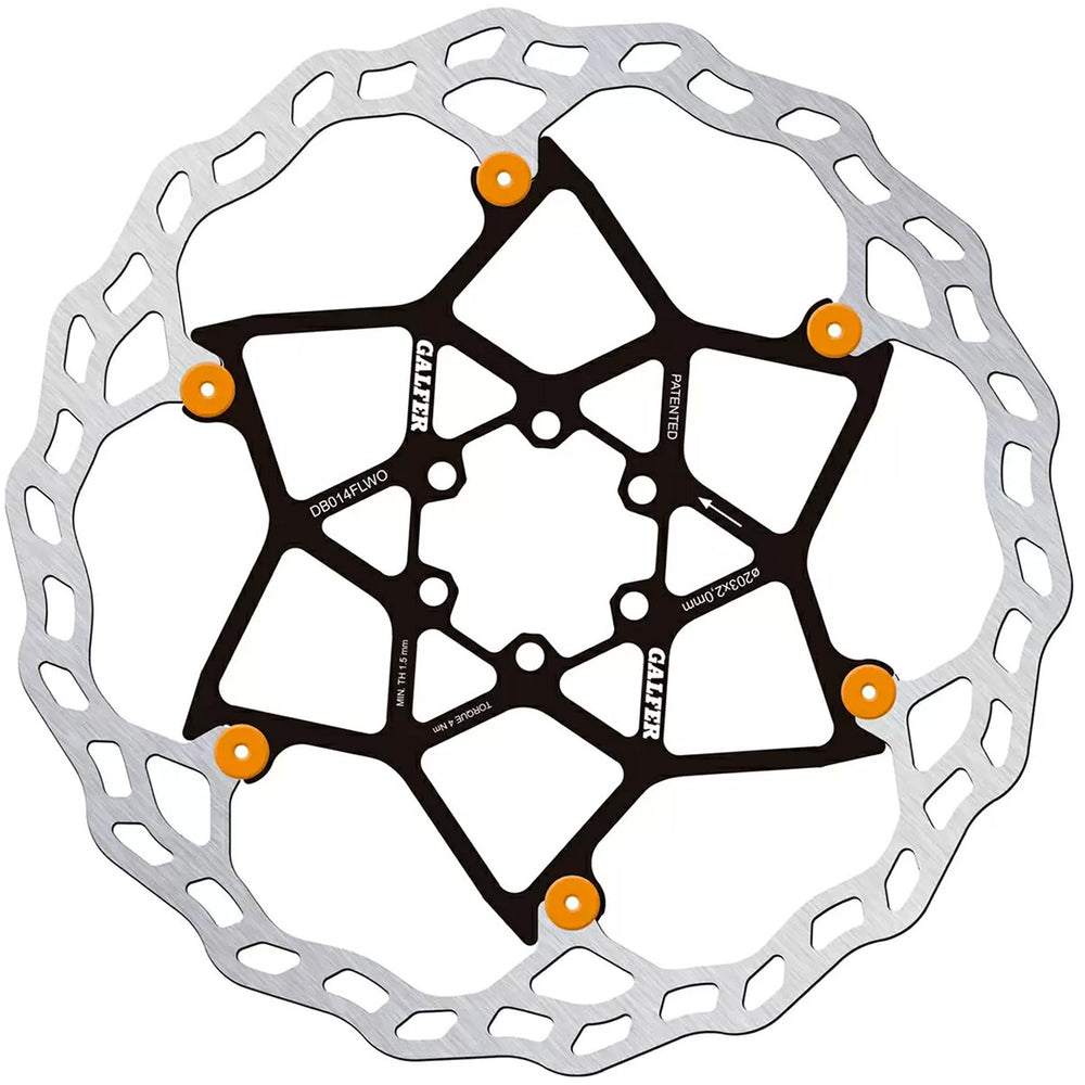Galfer 203mm Rotor, 6-Bolt, 2.0mm, Floating Wave, Orange