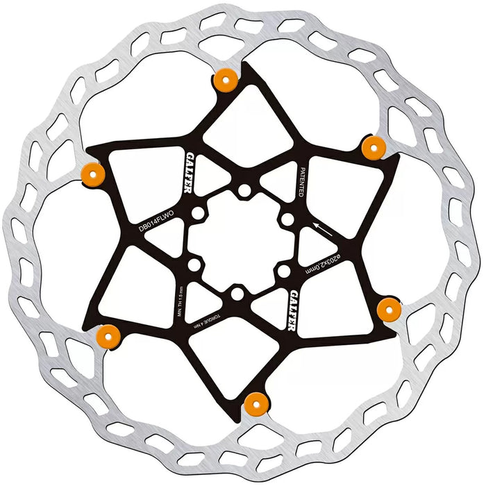 Galfer 203mm Rotor, 6-Bolt, 2.0mm, Floating Wave, Orange