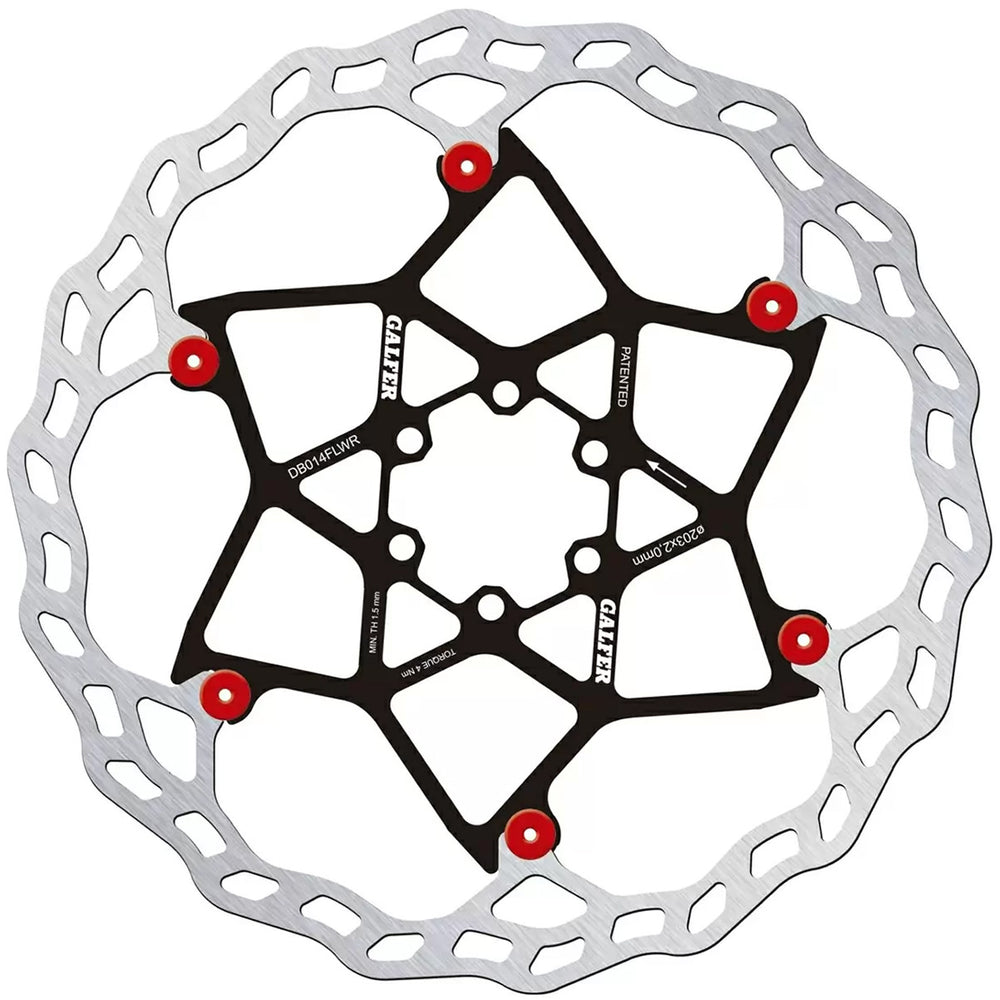 Galfer 203mm Rotor, 6-Bolt, 2.0mm, Floating Wave, Red