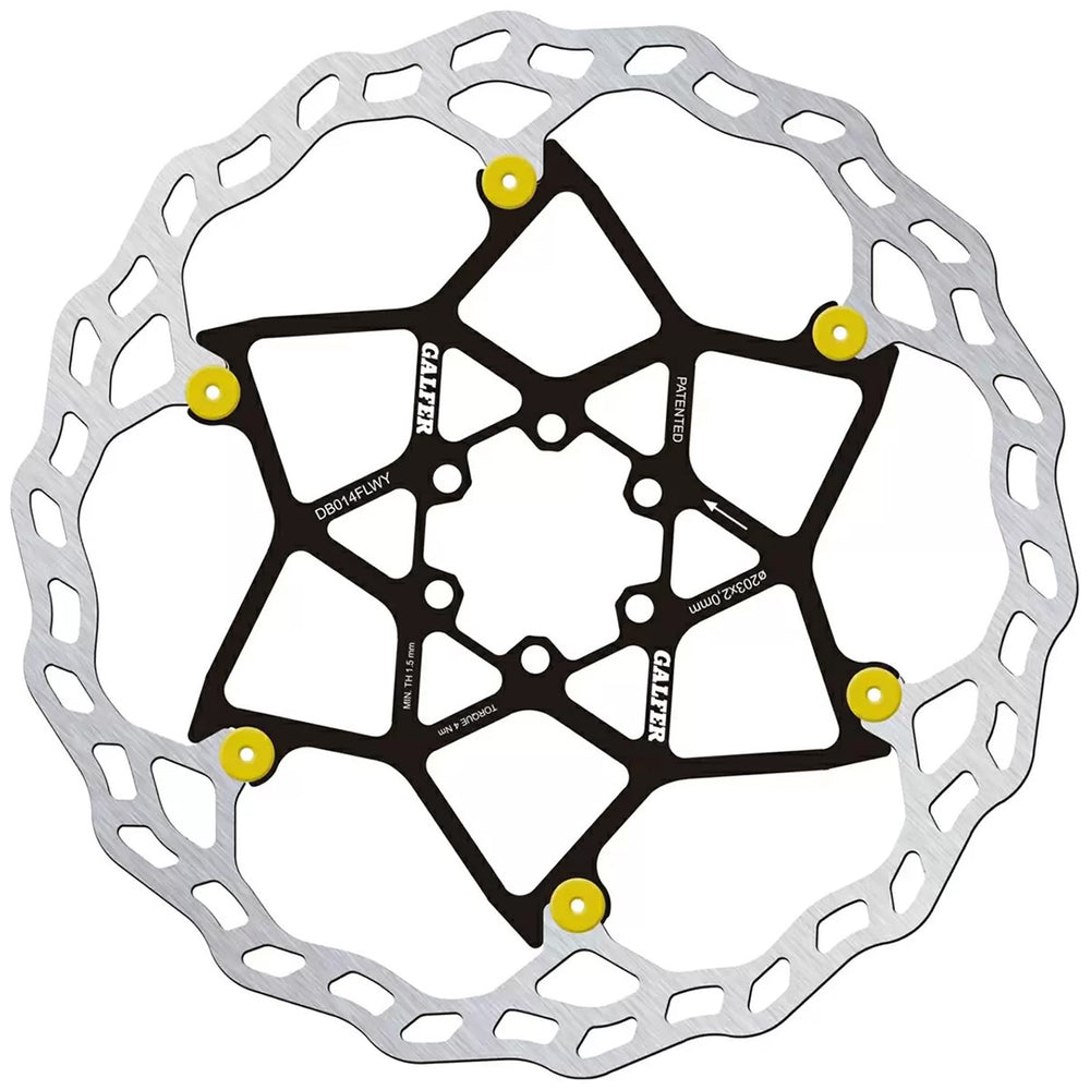 Galfer 203mm Rotor, 6-Bolt, 2.0mm, Floating Wave, Gold