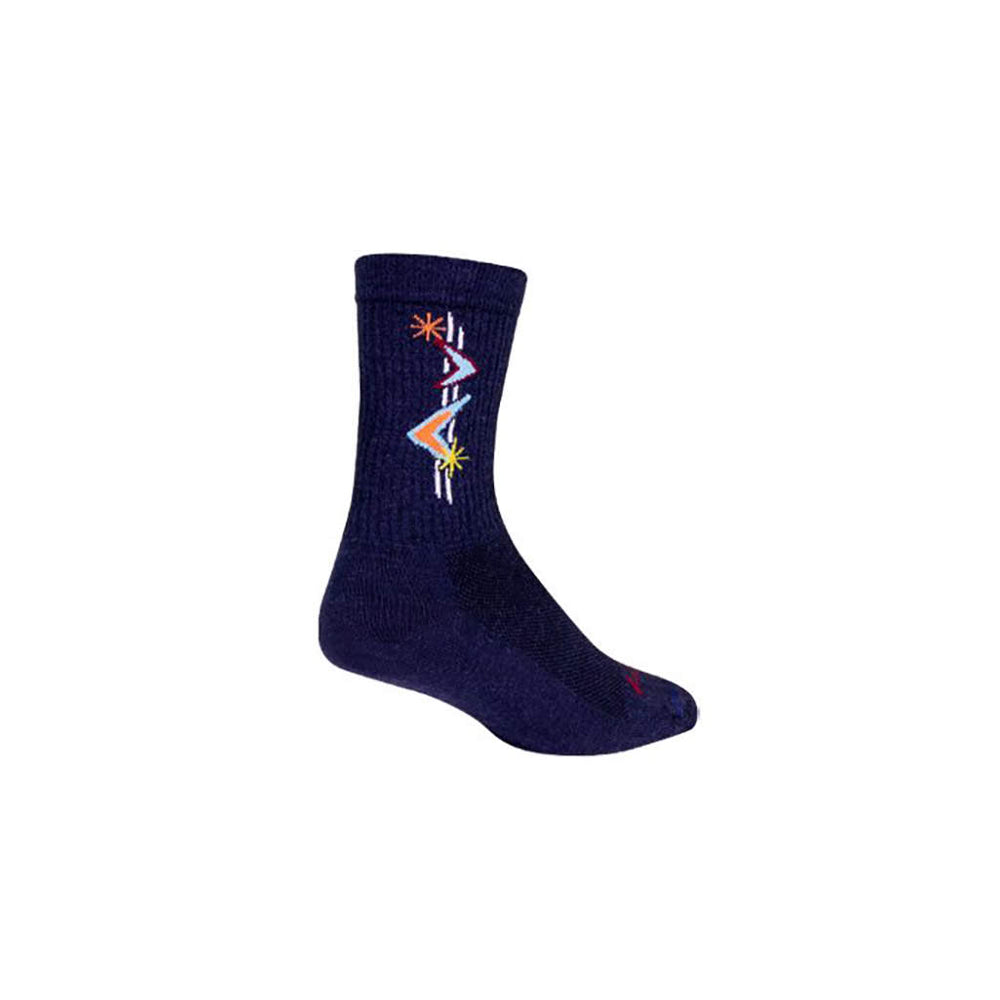 Sockguy Jetson Wool Crew 6" Socks, 9-13, Blue