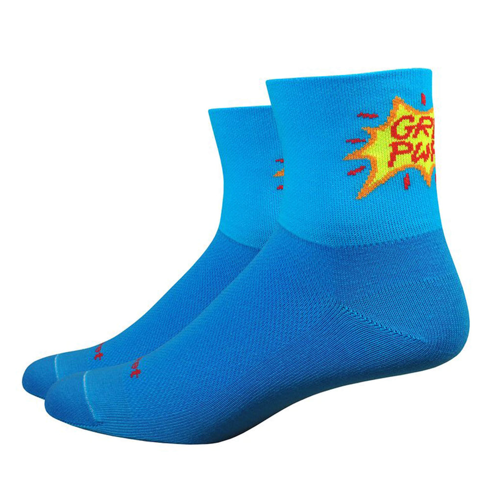 DeFeet Aireator 3" Girl Power Womens Socks, 5-7, Blue/Yellow