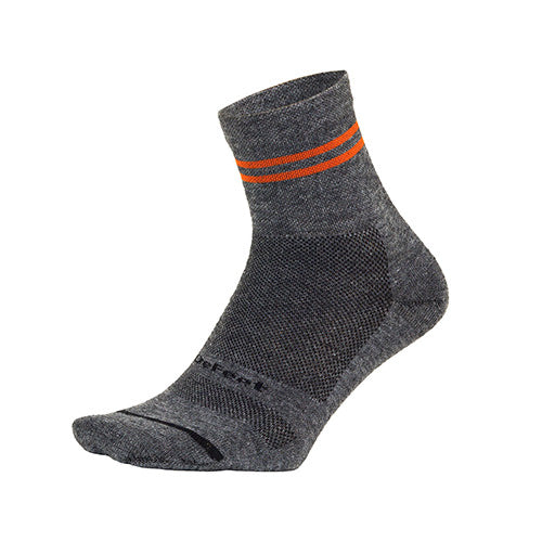 DeFeet Wooleator Pro 3" Gravel Gray Socks, 7-9, Orange Stripe