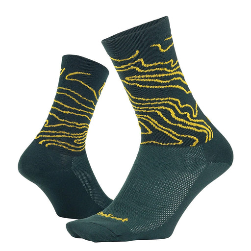 DeFeet Aireator 6" Topo Socks, 12+, Green/Gold