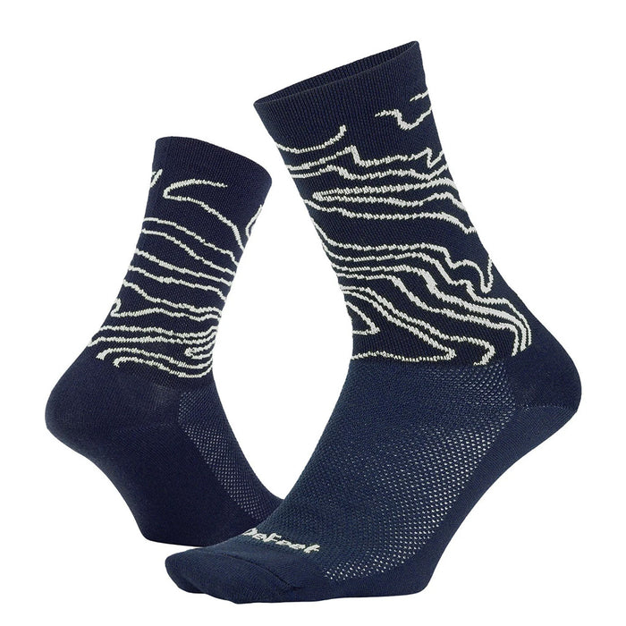 DeFeet Aireator 6" Topo Socks, 12+, Navy/White