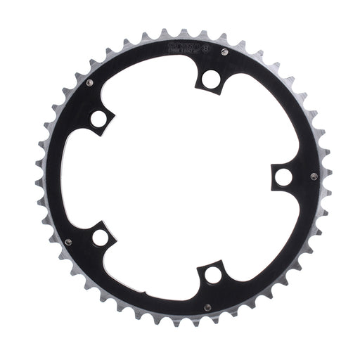 ORIGIN8 Alloy Ramped130mm 5-bolt 46T Ramped/Pinned Black/Silver Chainring