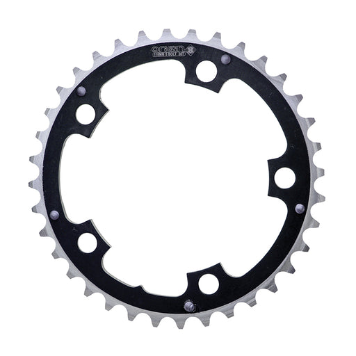 ORIGIN8 Alloy Ramped110mm 5-bolt 36T Ramped/Pinned Black/Silver Chainring