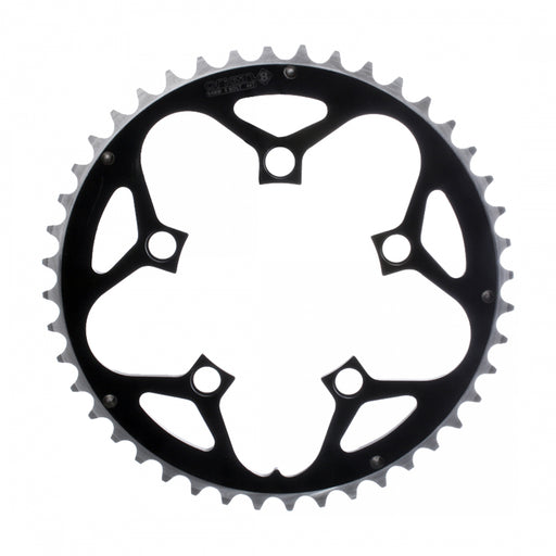 ORIGIN8 Alloy Ramped110mm 5-bolt 46T Ramped/Pinned Black/Silver Chainring