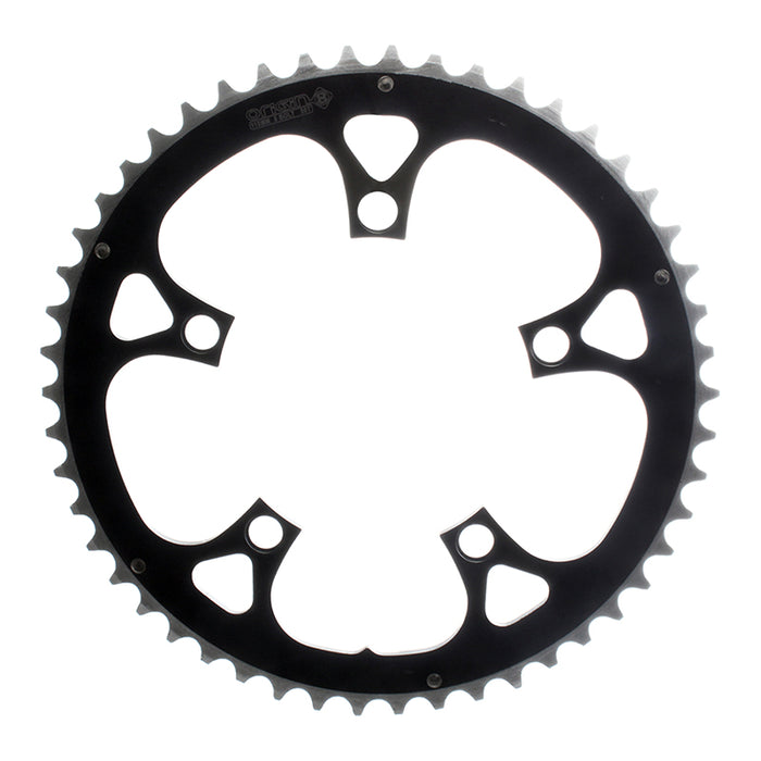 ORIGIN8 Alloy Ramped110mm 5-bolt 50T Ramped/Pinned Black/Silver Chainring