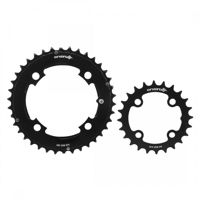 ORIGIN8 Thruster 64/104mm BCD Set 64/104mm 4-Bolt 24/38T 2x Black Chainring