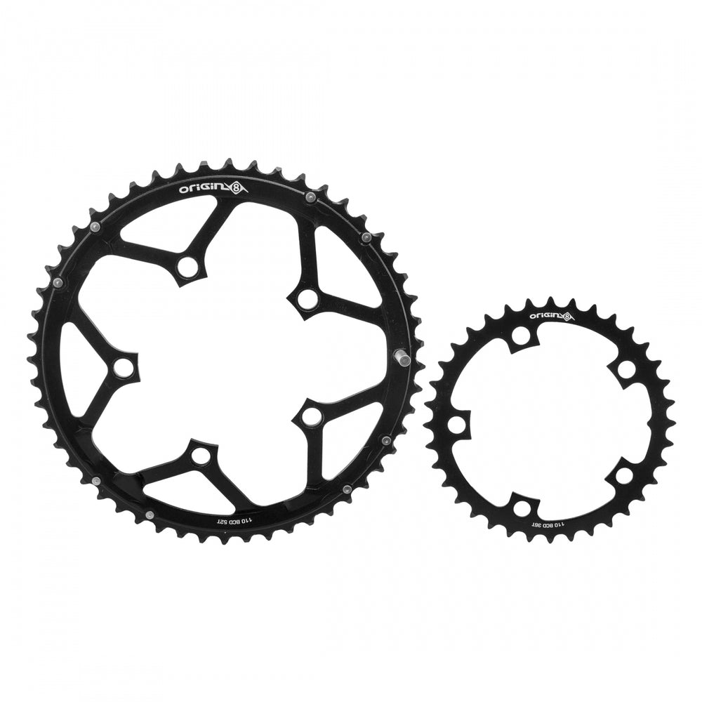 ORIGIN8 Thruster 110mm BCD Set 110mm 5-Bolt 36/52T AL2014 2x Black Chainring