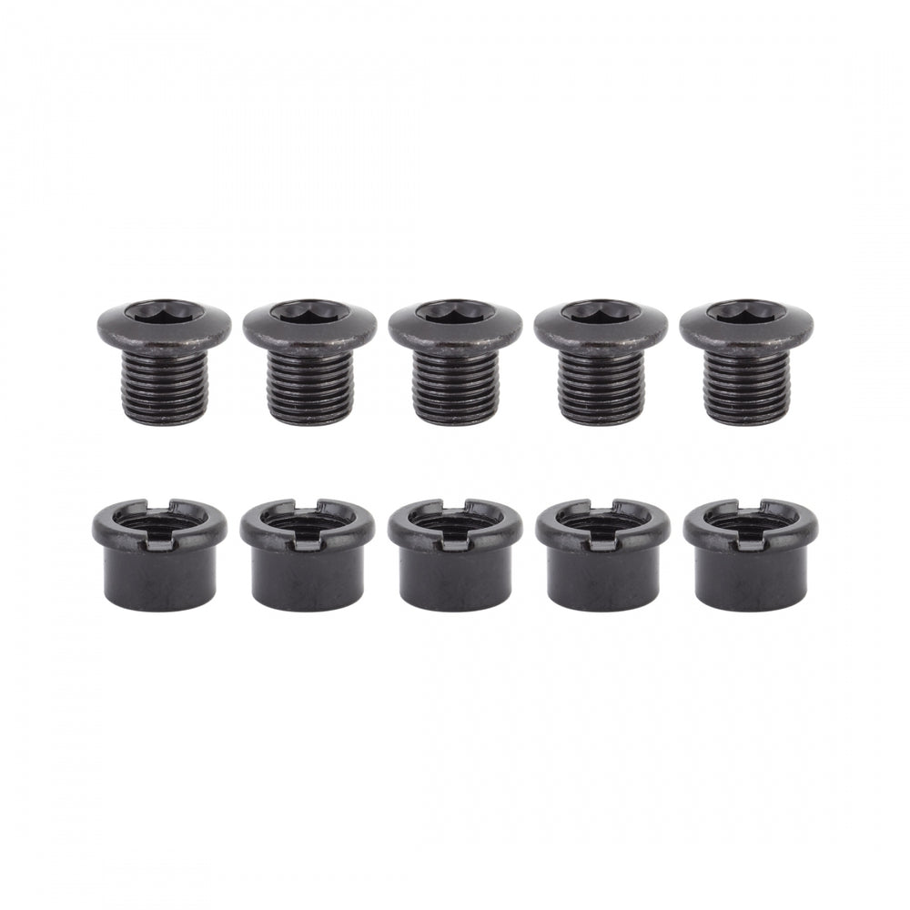 ORIGIN8 Thruster 1x Road Bolt Set Steel M8x7.5mm Bolt (x5) Nut (x5) Black