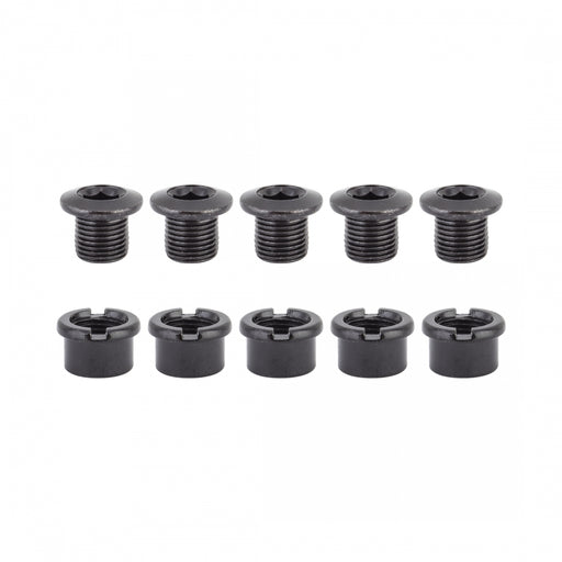 ORIGIN8 Thruster 1x Road Bolt Set Steel M8x7.5mm Bolt (x5) Nut (x5) Black