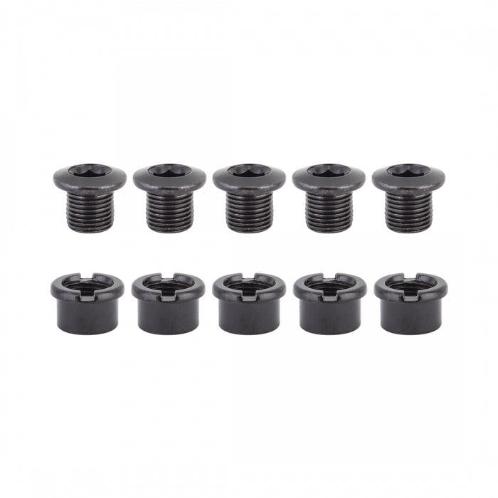 ORIGIN8 Thruster 1x Road Bolt Set Steel M8x7.5mm Bolt (x5) Nut (x5) Black