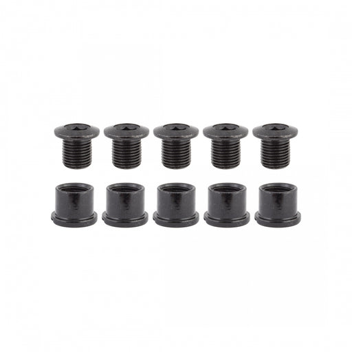 ORIGIN8 Thruster 2x Road Bolt Set Steel M8x8.5mm Bolt (x5) Nut (x5) Black