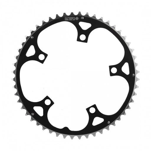 ORIGIN8 Alloy Ramped130mm 5-bolt 52T Ramped/Pinned Black/Silver Chainring