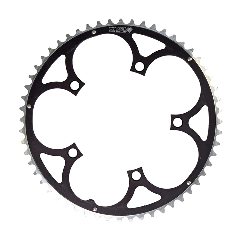 ORIGIN8 Alloy Ramped130mm 5-bolt 56T Ramped/Pinned Black/Silver Chainring