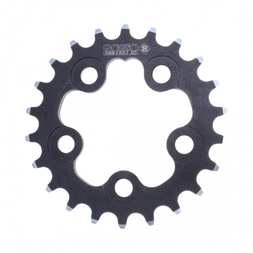 ORIGIN8 Alloy Ramped58mm 5-bolt 22T Non Ramped Black/Silver Chainring