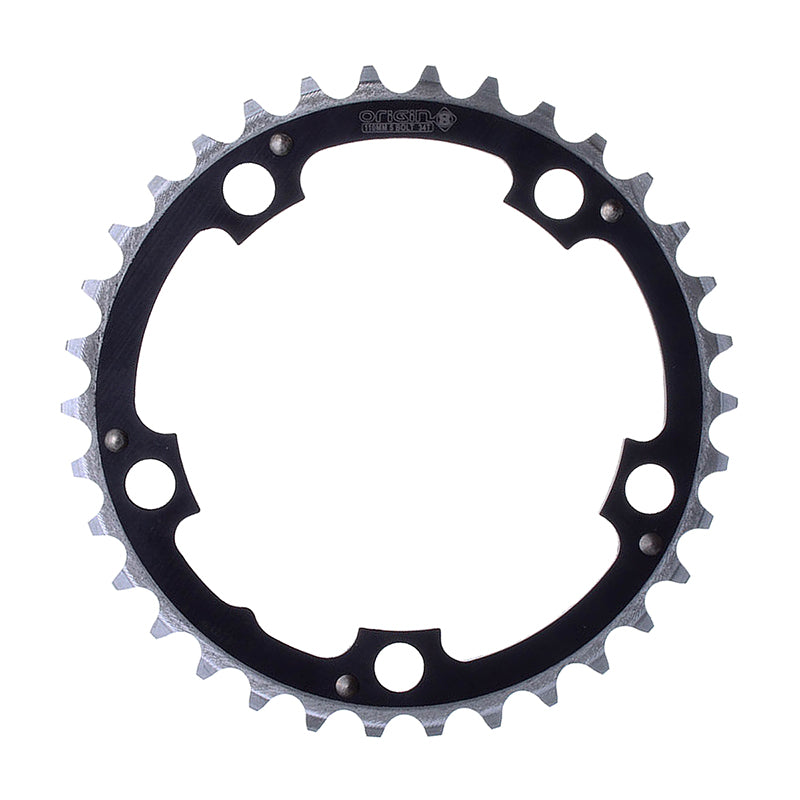 ORIGIN8 Alloy Ramped94mm 5-bolt 32T Ramped/Pinned Black/Silver Chainring