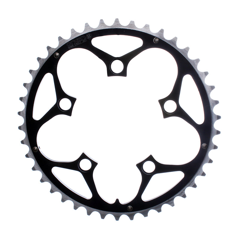 ORIGIN8 Alloy Ramped94mm 5-bolt 42T Ramped/Pinned Black/Silver Chainring