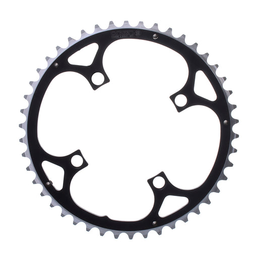 ORIGIN8 Alloy Ramped104mm 4-bolt 42T Ramped/Pinned Black/Silver Chainring