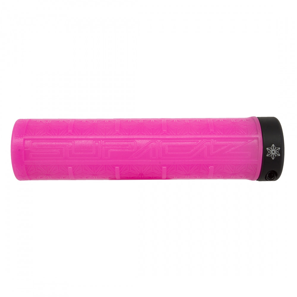 SUPACAZ Grizips Lock-On Grips Neon Pink Clear/Black