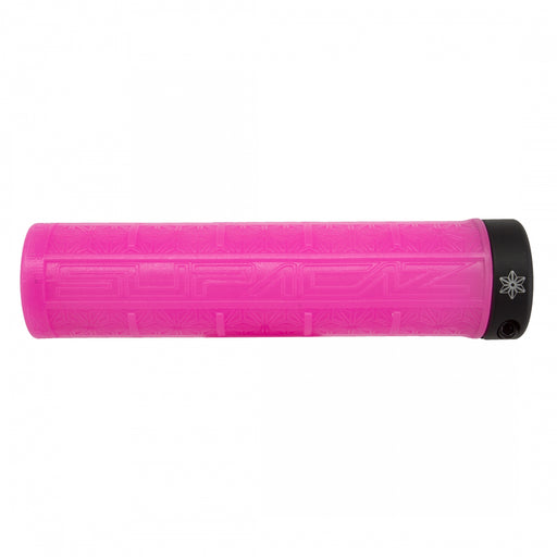 SUPACAZ Grizips Lock-On Grips Neon Pink Clear/Black