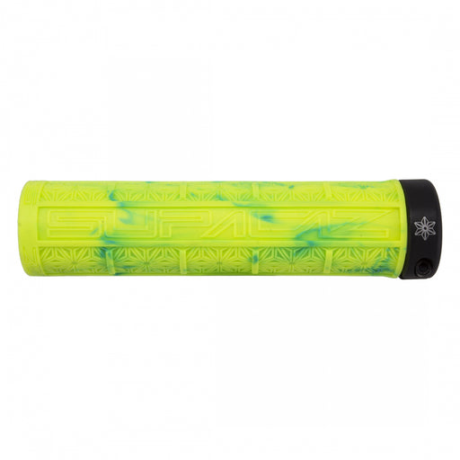 SUPACAZ Grizips Lock-On Grips Neon Yellow and Blue Splash/Black