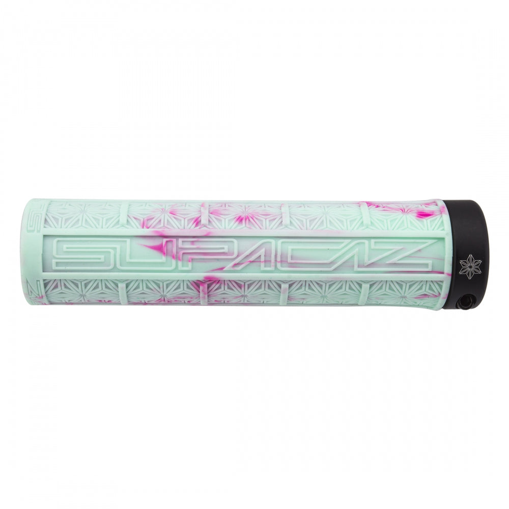 SUPACAZ Grizips Lock-On Grips Celeste/Neon Pink Splash