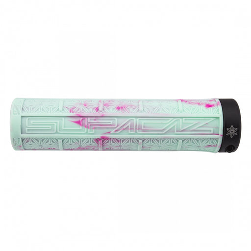 SUPACAZ Grizips Lock-On Grips Celeste/Neon Pink Splash